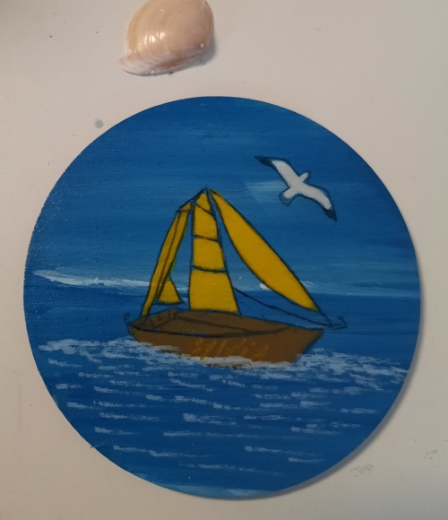 le petit rond Bateau et oiseau